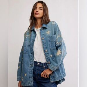 ✨Free People✨Madison City Embroidered Denim Jacket